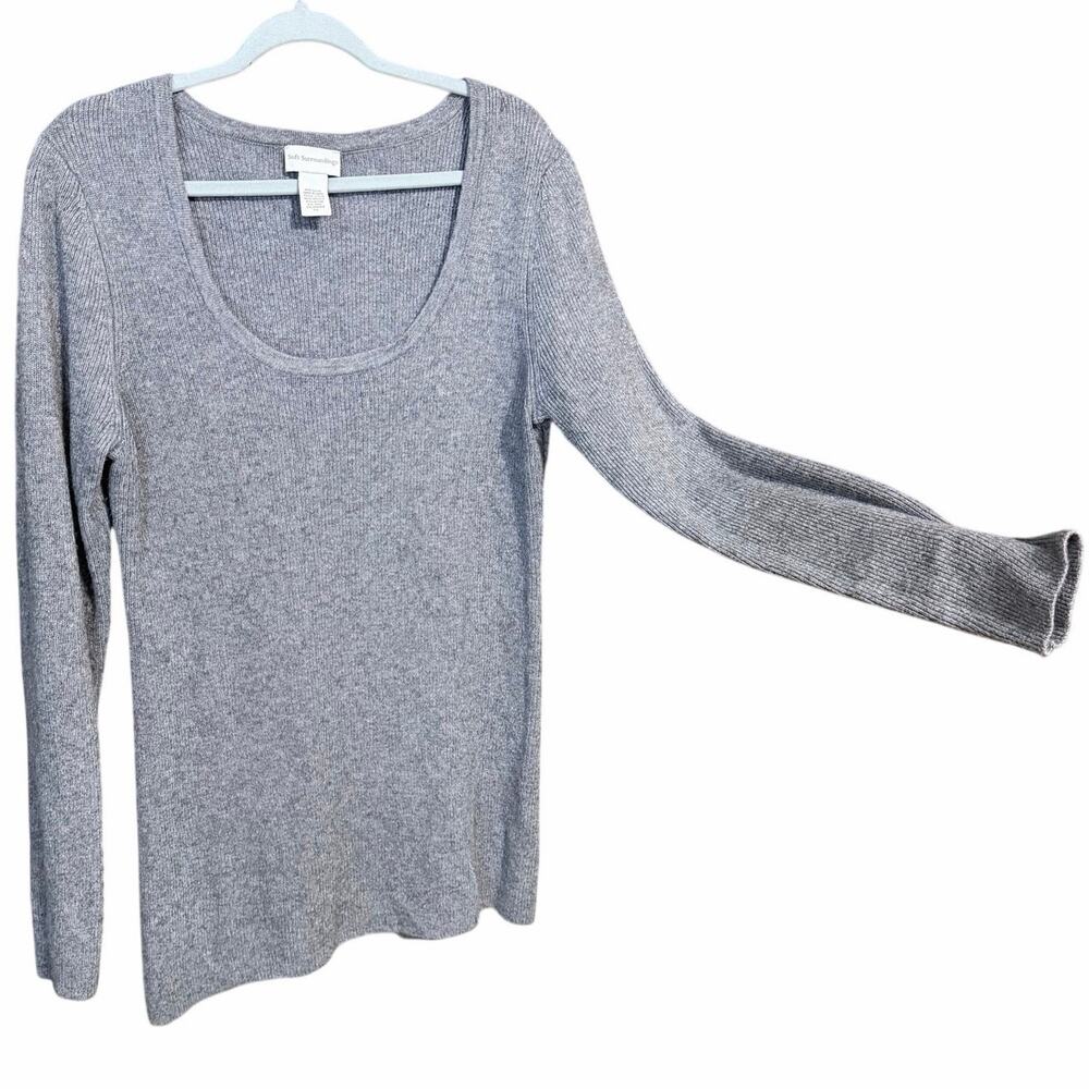 Soft surroundings gray viscose wool angora blend scoop neck sweater Tall XL cozy